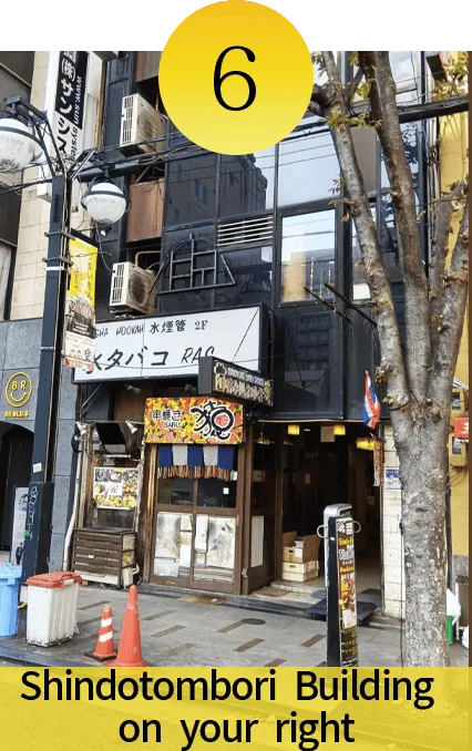 You will see the Shindotombori Building on your right